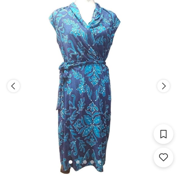 Tommy Bahama Dresses & Skirts - Tommy Bahama Floral Tambour Cap-Sleeve Faux-Wrap Dress. Size L
